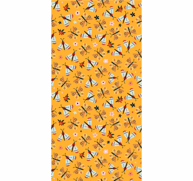 Geel traditioneel ontwerp raambekleding vlinders - TenStickers