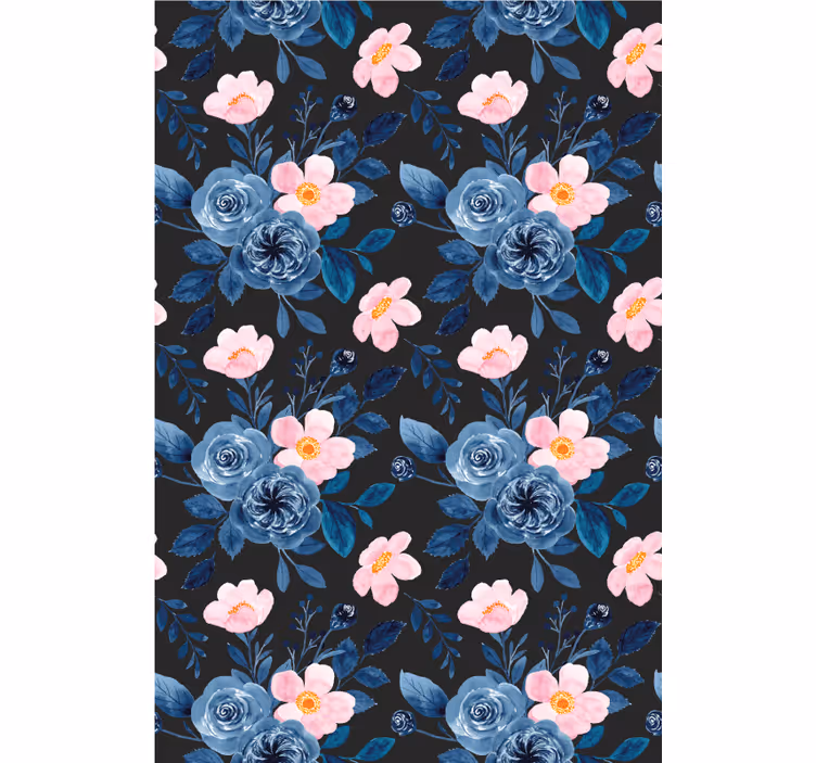 Blauw bloemenmotief rolgordijn bloemen en planten - TenStickers