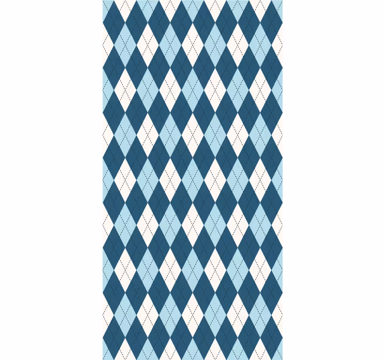 Blauw ruitpatroon moderne raambekleding - TenStickers