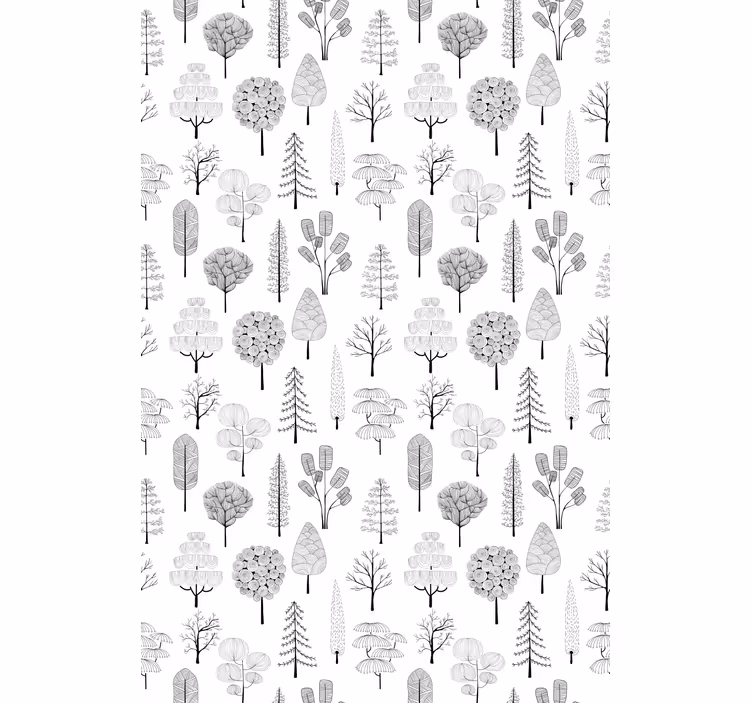 Grijze minimalistische bomen raambekleding Scandinavisch - TenStickers