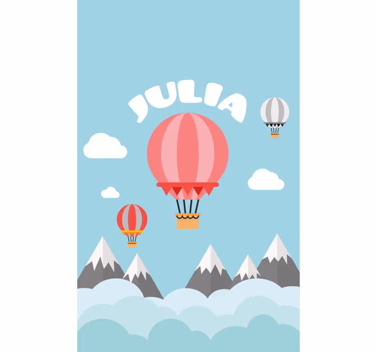 Heteluchtballonnen met naam rolgordijn kinderkamer - TenStickers