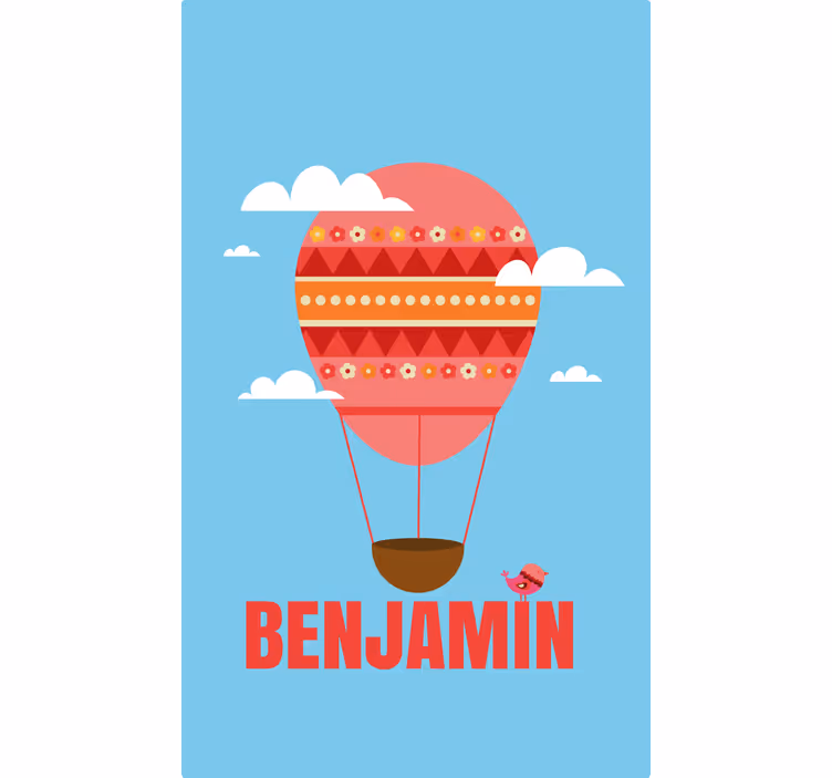 Rolgordijn kinderkamer luchtballon met naam - TenStickers
