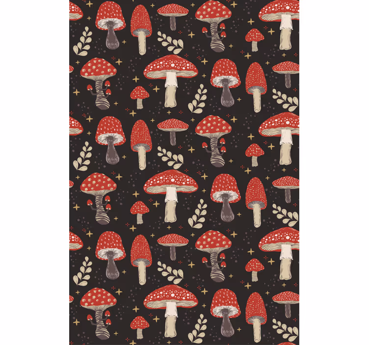 Rolgordijn keuken patroon van rode champignons - TenStickers