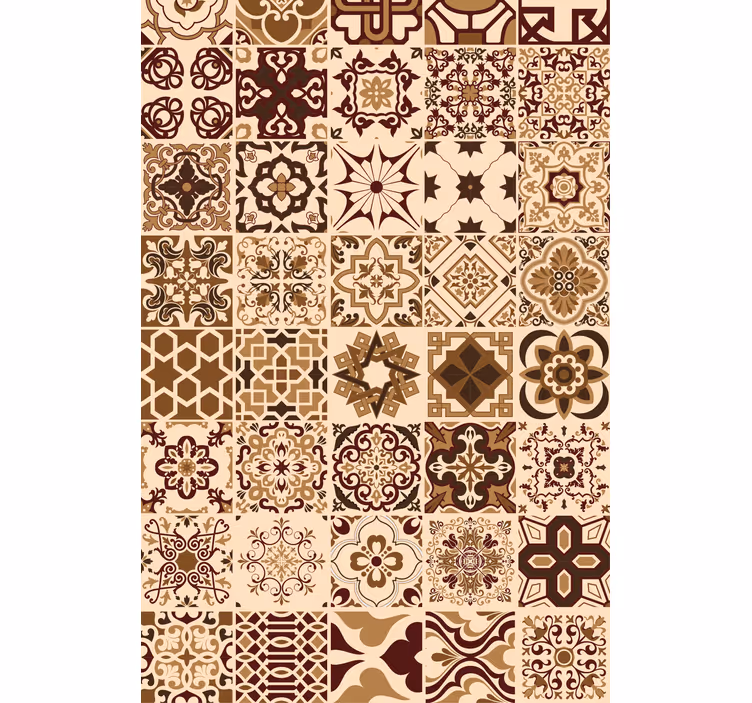 Geometrische beige tegels rolgordijn anders - TenStickers