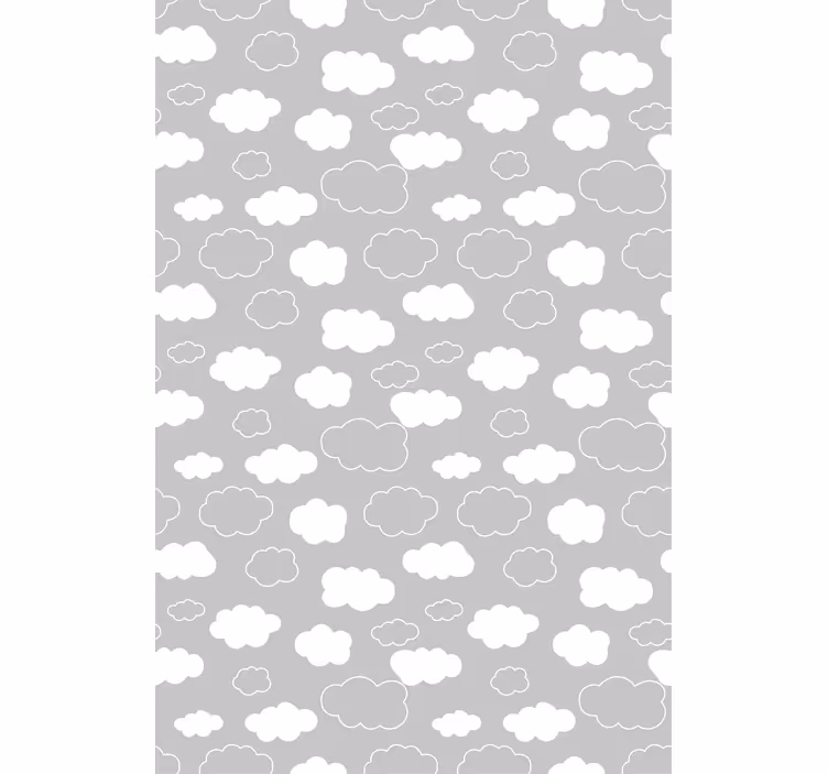 Wolken rolgordijnën Grijze achtergrond met witte cartoon - TenStickers