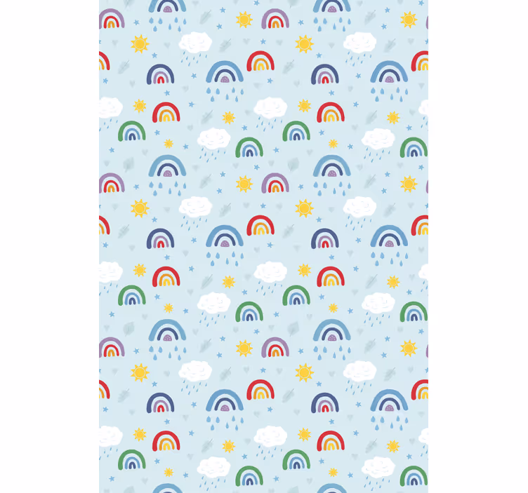 Blauwe regenbogen en wolken rolgordijn kinderkamer - TenStickers