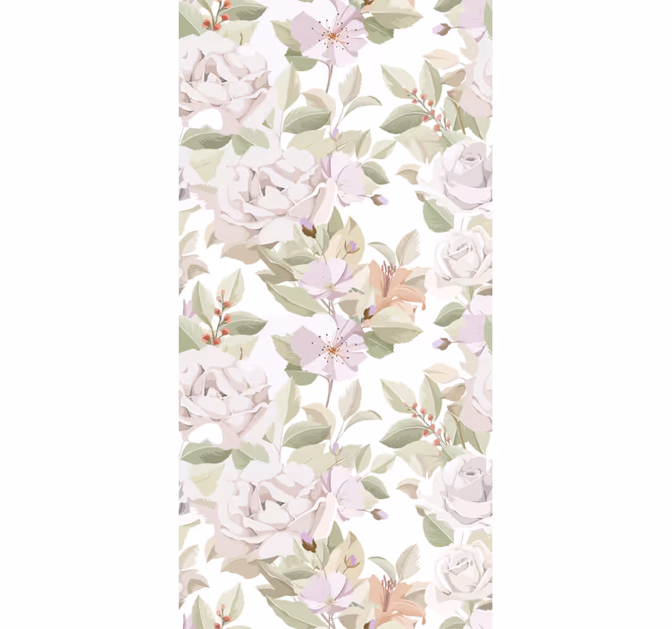 Beige bloemenmotief elegant raambekleding - TenStickers