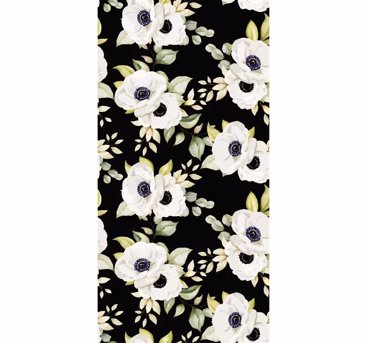 Rolgordijn bloemen elegante witte bloemen - TenStickers