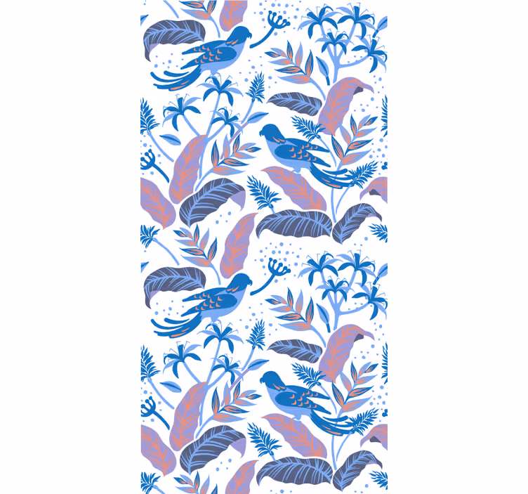 Tropische vogel en gebladerte rolgordijn bloemen en planten - TenStickers