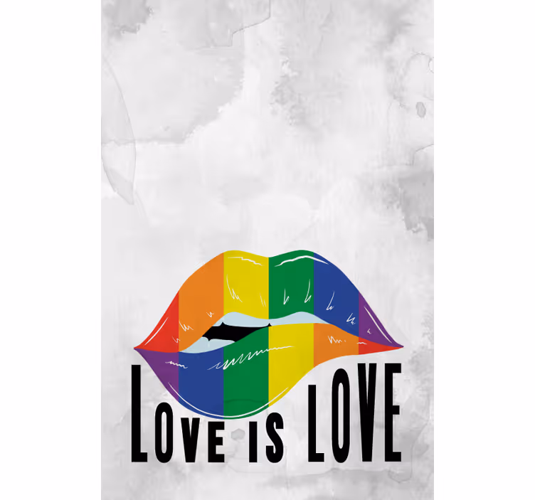 Regenboog lip art rolgordijn met tekst - TenStickers