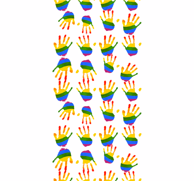 Kleurrijk handafdrukpatroon raambekleding origineel - TenStickers