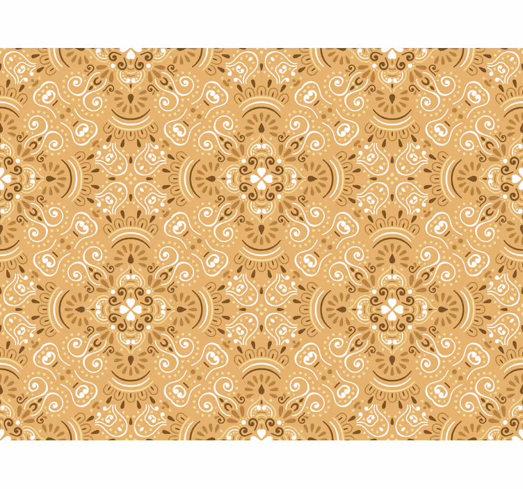Klassieke rolgordijn keuken vintage beige sierpatroon - TenStickers