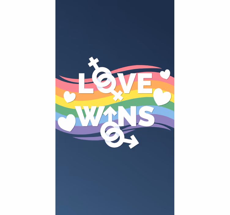 Liefde wint bericht rolgordijn met tekst - TenStickers