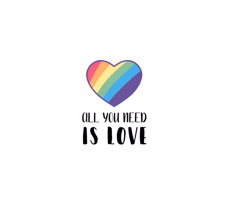 Alles wat je nodig hebt is liefde rolgordijn met tekst - TenStickers
