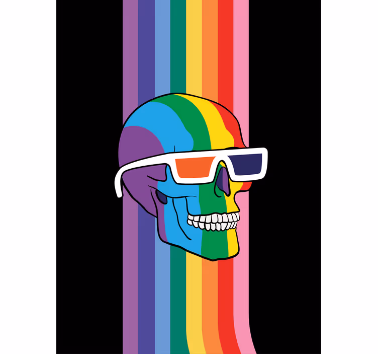 Regenboog schedel zonnebril nerd rolgordijn - TenStickers