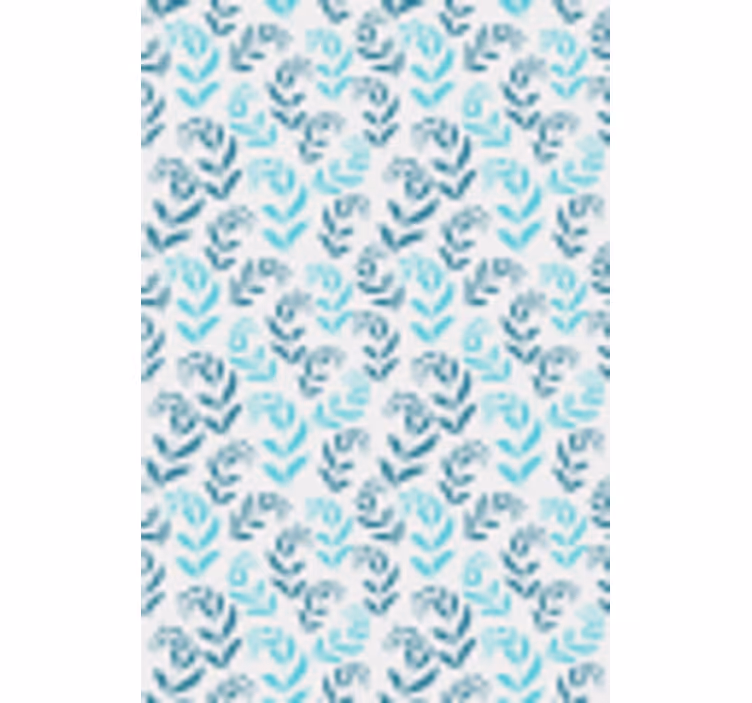 Blauw gestileerd bladpatroon rolgordijn bloemen en planten - TenStickers