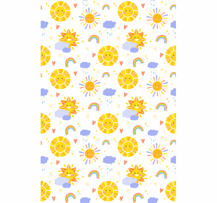 Zonnige wolken en regenbogen rolgordijn kinderkamer - TenStickers