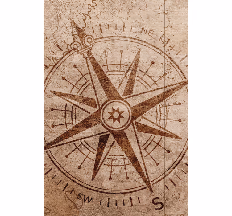 Vintage kompas ontwerp rolgordijn wereldmap - TenStickers