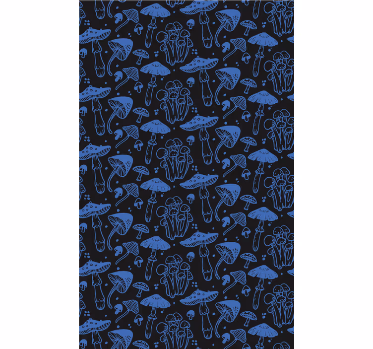 Blauw paddenstoelmotief raambekleding origineel - TenStickers