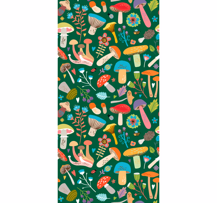 Levendig paddenstoelmotief rolgordijn bloemen en planten - TenStickers