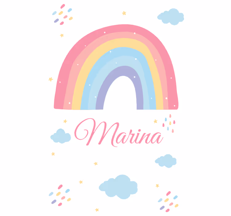 Babykamer rolgordijn schattige regenboog en wolk in pastel - TenStickers