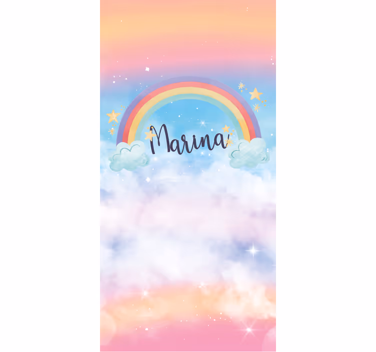 Babykamer  rolgordijn  regenboog met mooie wolken - TenStickers