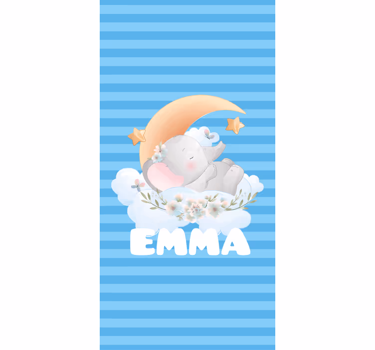 Babykamer rolgordijn met schattige dieren olifant met naam - TenStickers