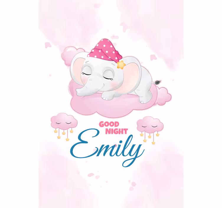 Rolgordijnen babykamer Schattige olifant voor meisje met naam - TenStickers