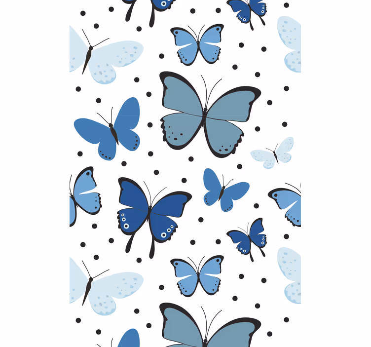 Blauw fladderend en stippen raambekleding vlinders - TenStickers