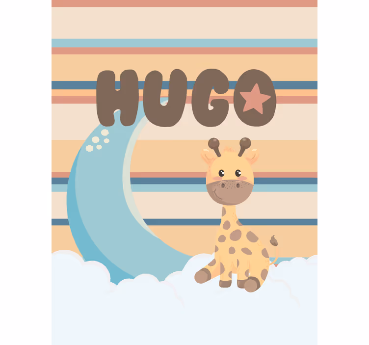 Giraffe met wolken babykamer rolgordijn - TenStickers