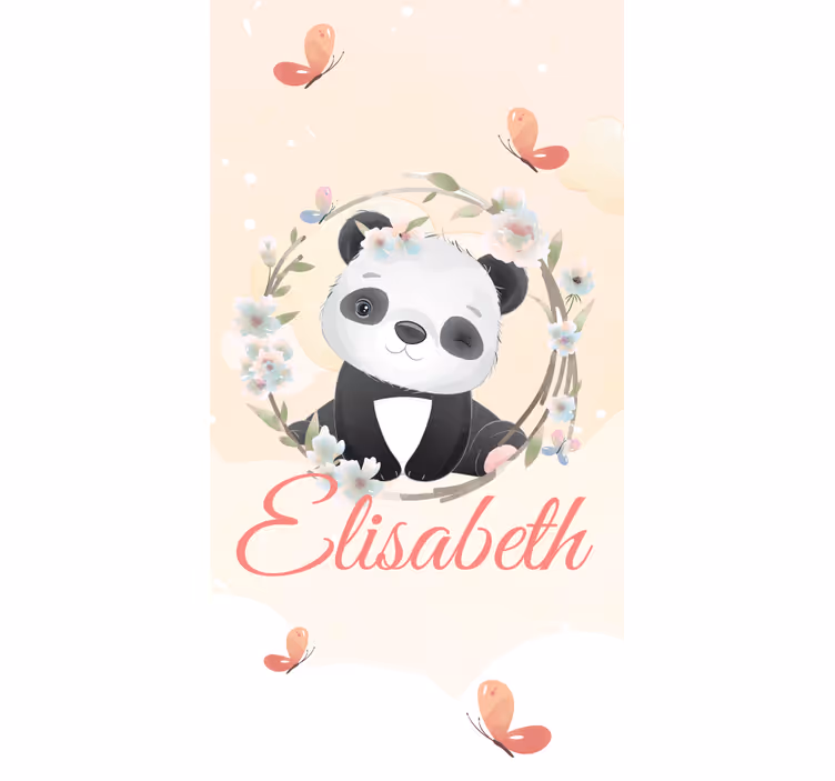 Baby panda met naam rolgordijn kinderkamer - TenStickers