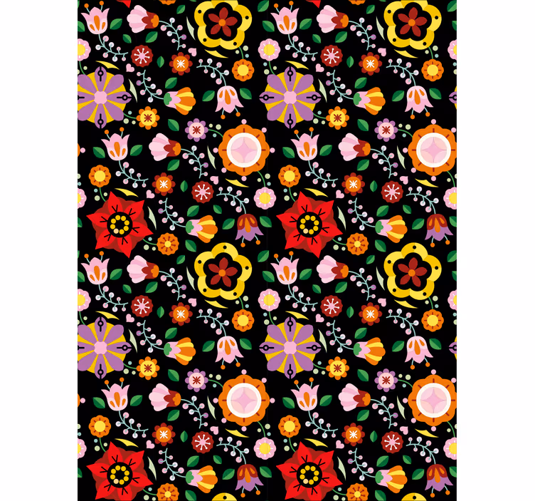 Levendig kleurrijk thema rolgordijn bloemen - TenStickers