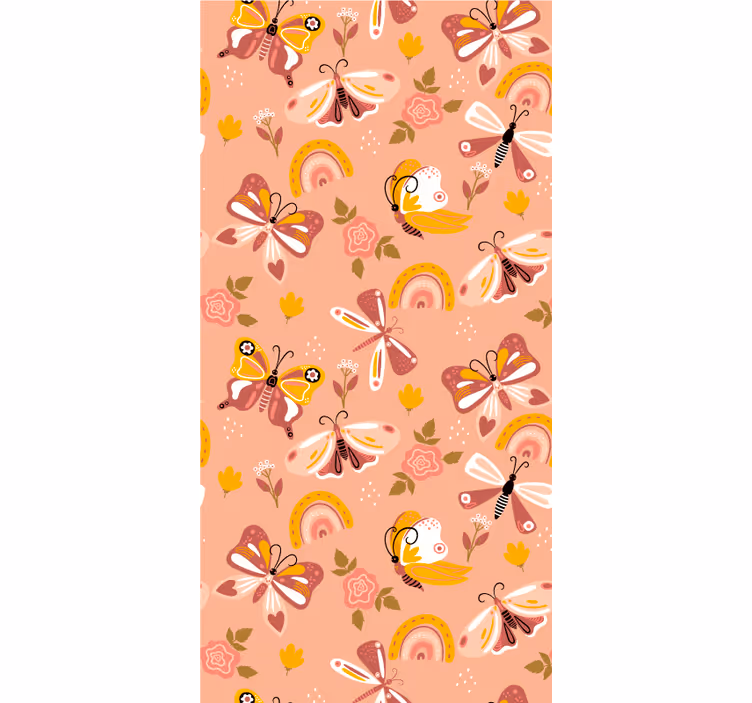 Roze fladderend patroon raambekleding vlinders - TenStickers