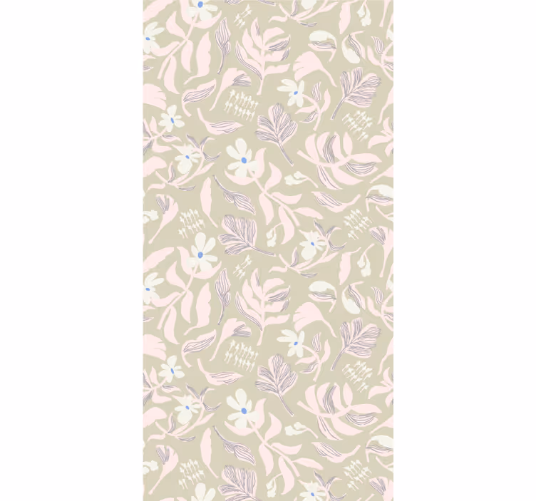 Beige bladthema rolgordijn bloemen en planten - TenStickers