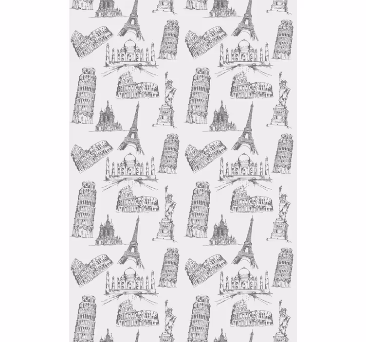 Raambekleding origineel beroemde landmark silhouetten - TenStickers