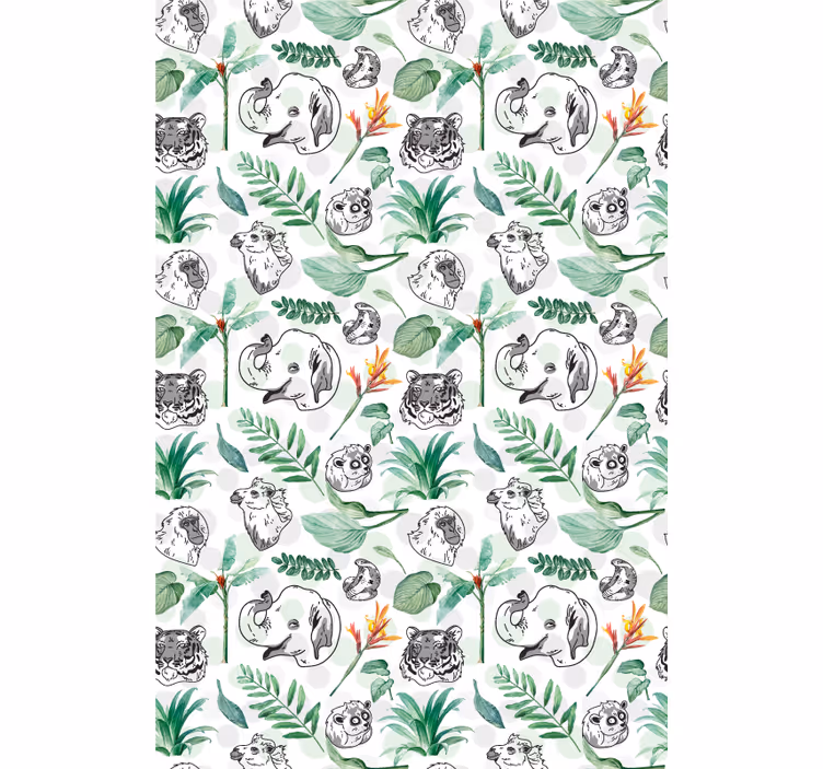 Groene jungledieren rolgordijn kinderkamer - TenStickers