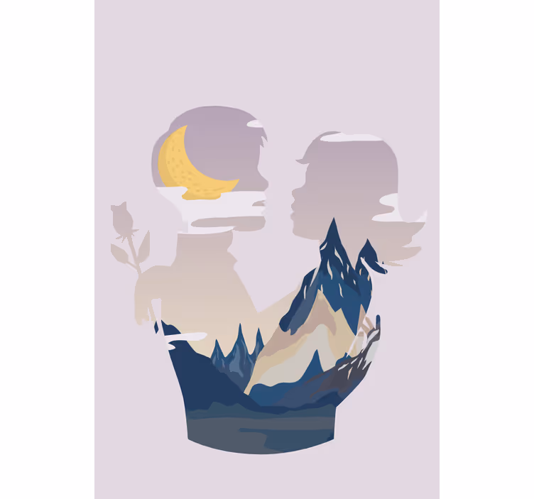 Nachtelijke bergen scène raambekleding origineel - TenStickers