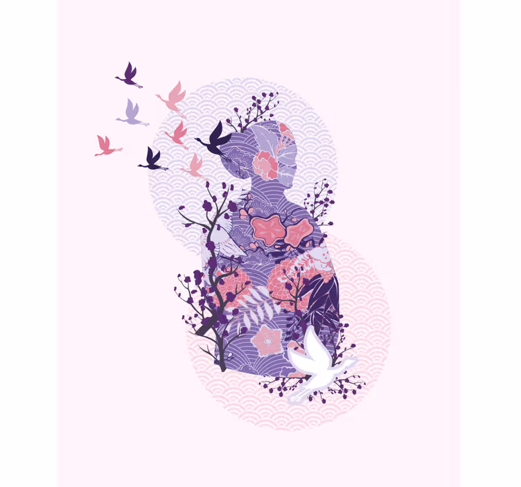 Rolgordijn bloemen en planten silhouetten van bloemen - TenStickers