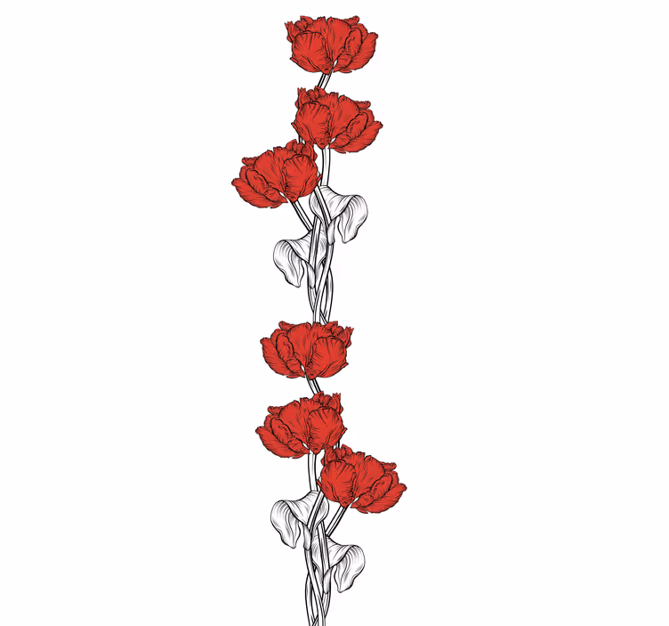 Rolgordijn bloemen en planten elegante rode bloemen - TenStickers