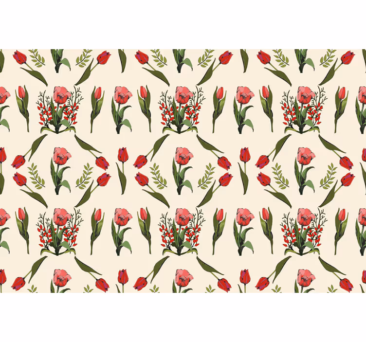 Elegante beige opstelling rolgordijn bloemen - TenStickers