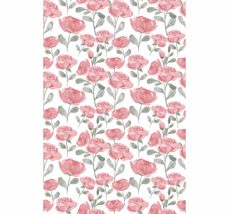 Aquarel rozen rolgordijn bloemen en planten - TenStickers