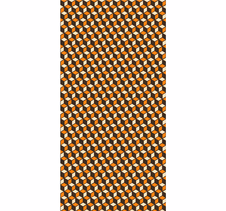 Rolgordijnen woonkamer met oranje retro patroon - TenStickers