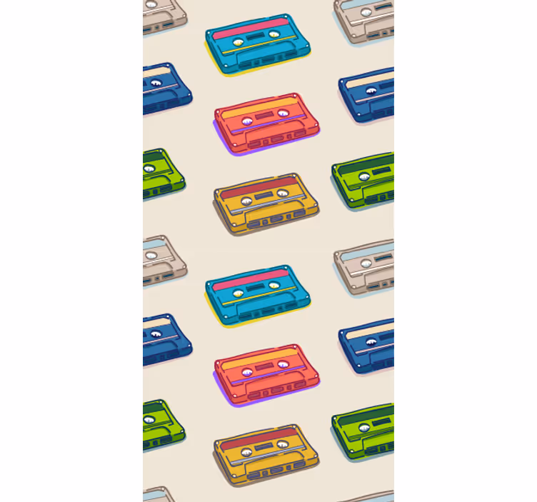 Kleurrijke cassettebandjes nerd rolgordijn - TenStickers