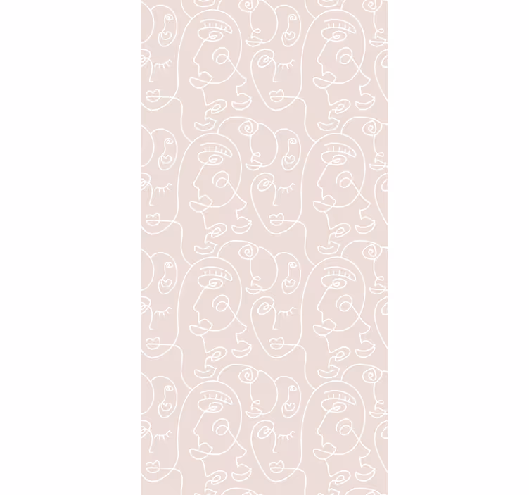 Abstracte lijngezichten rolgordijn kunst - TenStickers