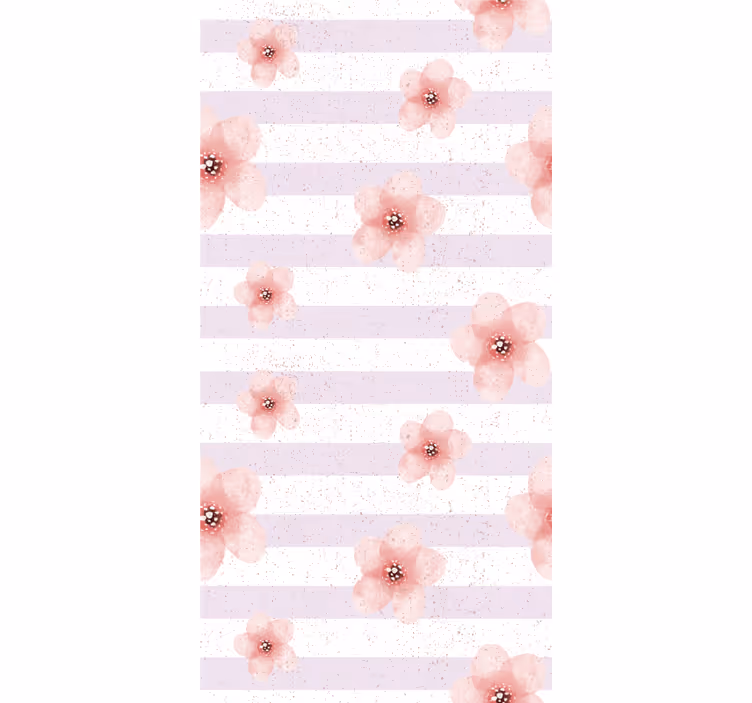 Roze bloemenstrepen rolgordijn bloemen en planten - TenStickers