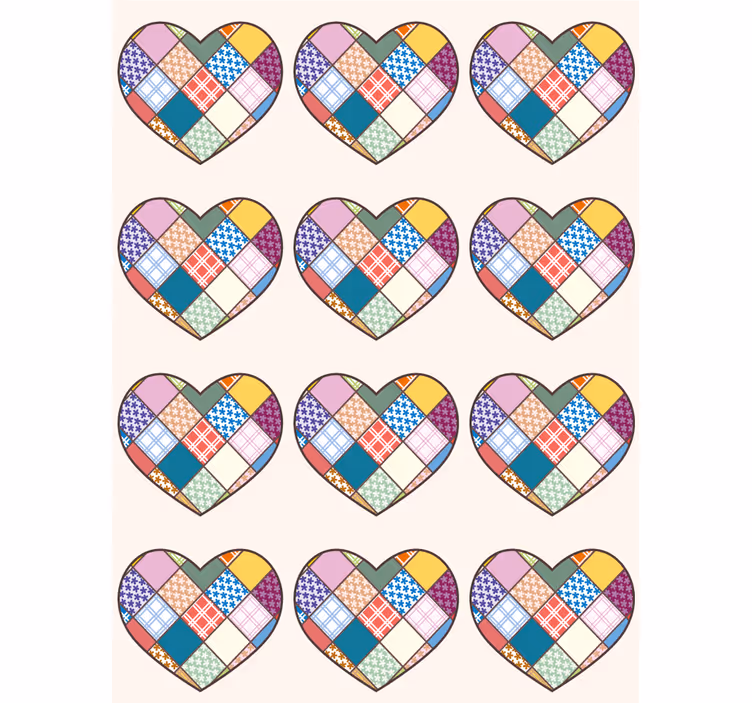 Kleurrijke patchwork harten romantisch rolgordijn - TenStickers