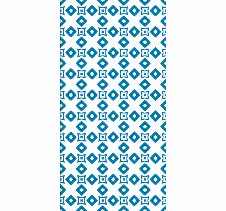 Geometrisch blauw patroon rolgordijn keuken - TenStickers
