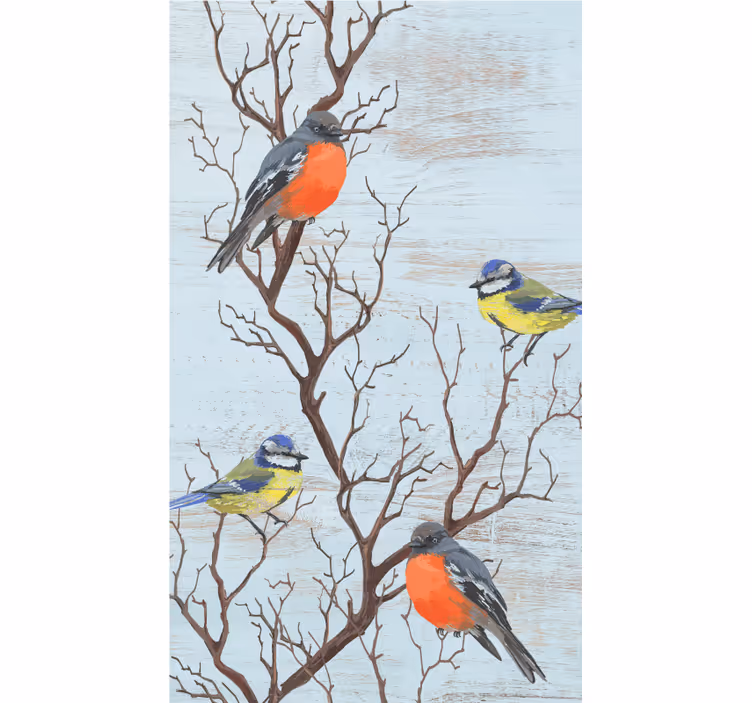 Vogels op takken rolgordijn bomen - TenStickers