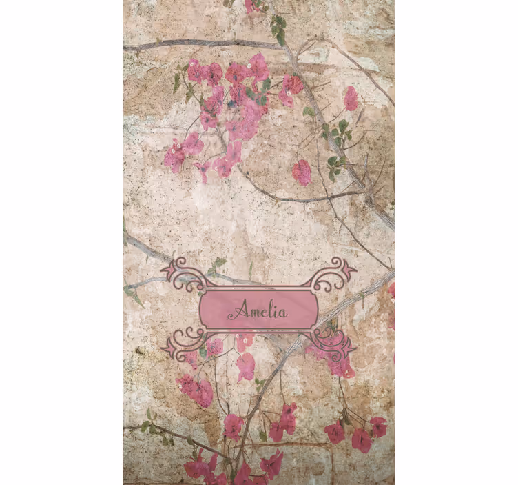 Rolgordijn bloemen bloemige elegantie met naam - TenStickers