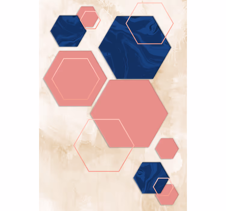 Geometrisch zeshoekig patroon moderne raambekleding - TenStickers